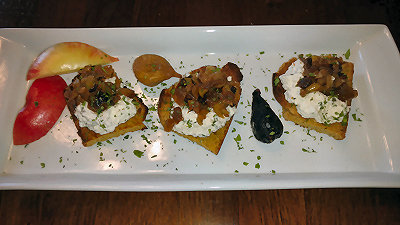 Caramelized Onion Apple and Fig Crostini